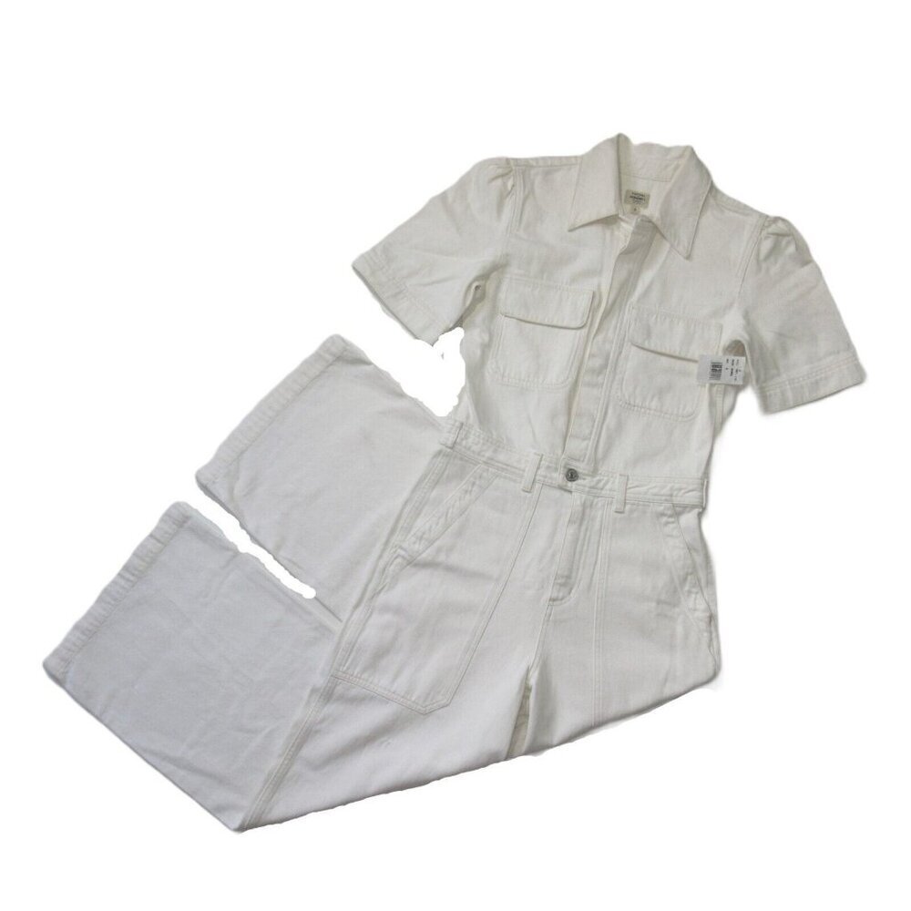 NWT Citizens of Humanity Miki in White Willow Denim Jean Wide Leg Jumpsuit 4 - Picture 5 of 11
